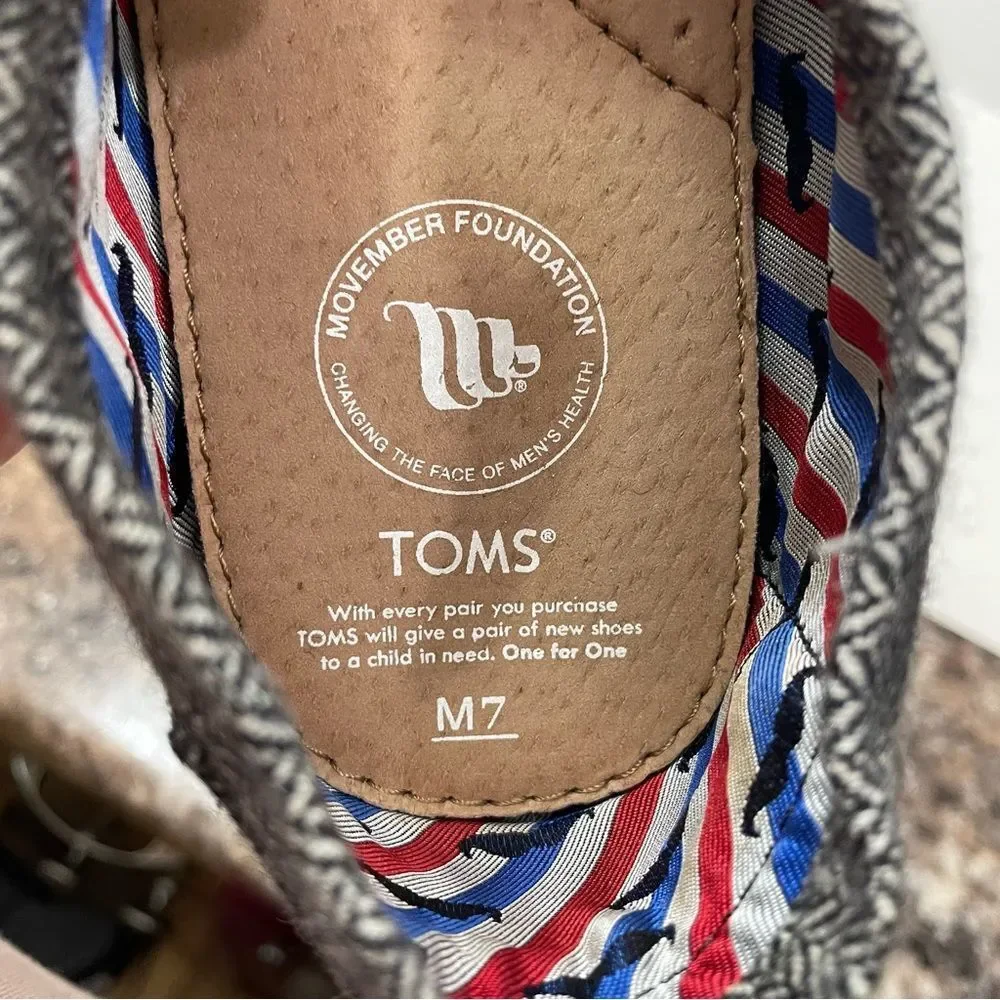 Toms Grey Mustache Movember Casual Loafers